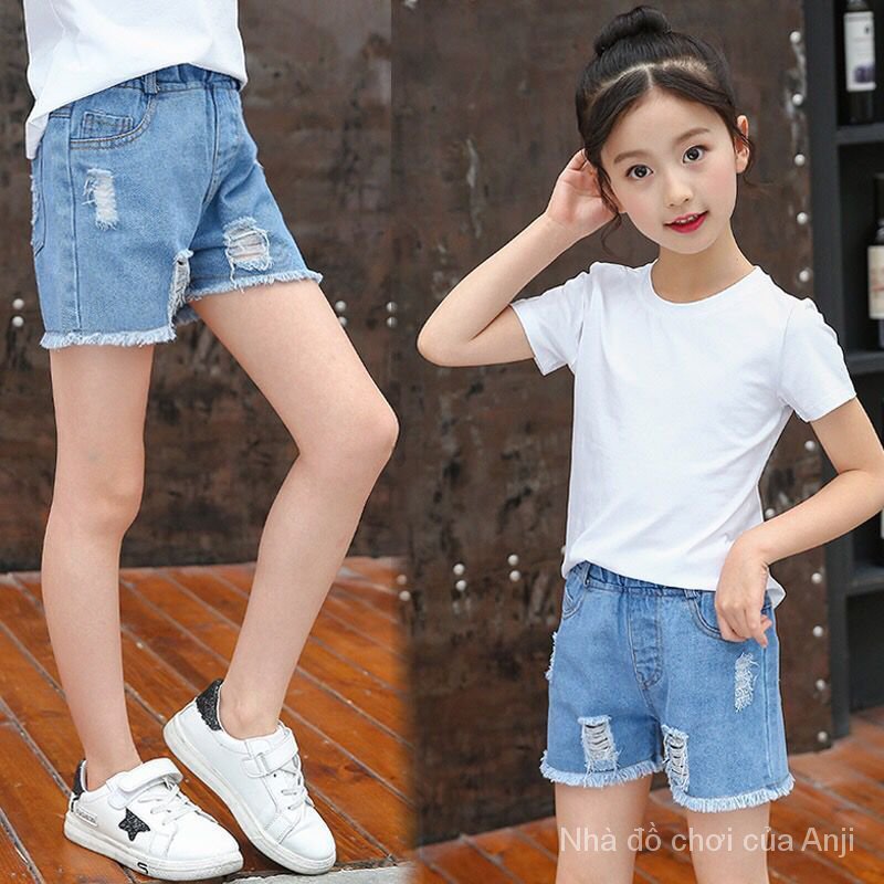 Quần Short Jeans Rách Thời Trang Cho Bé Gái