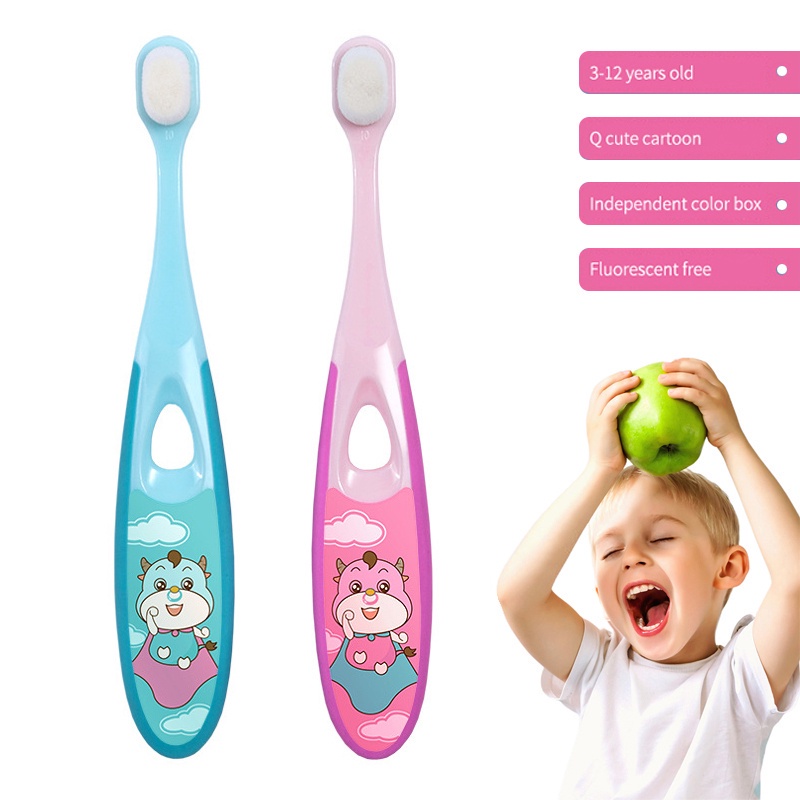 Bàn chải đánh răng lông mềm an toàn bảo vệ nướu cho bé 2-12 tuổi