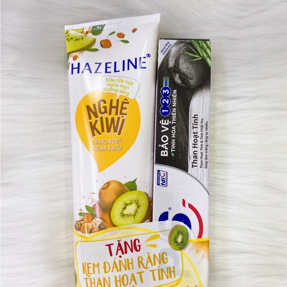 Sữa Rửa Mặt Hazeline Nghệ Và Kiwi (100g) mới ( tặng quà mini )