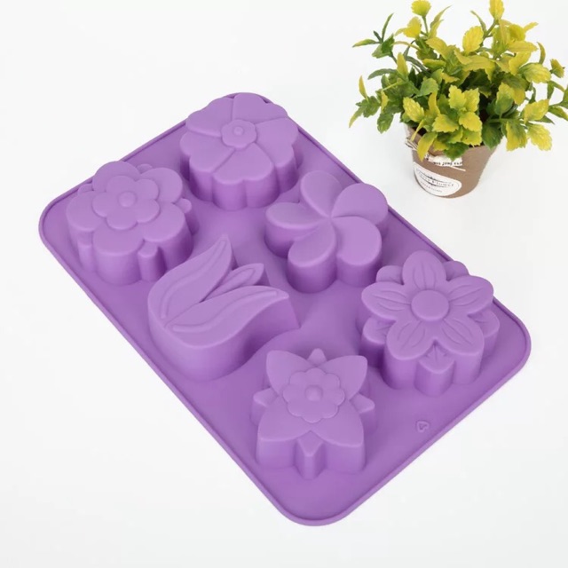 Khuôn Silicon 6 mẫu hoa mới (màu đỏ)