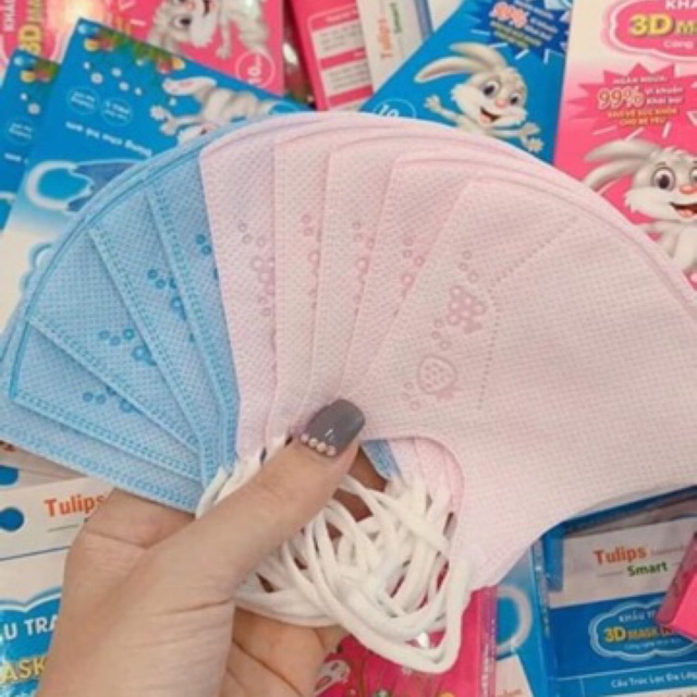 Khẩu trang em bé 3 lớp tulip cho bé từ 1 - 5 tuổi .