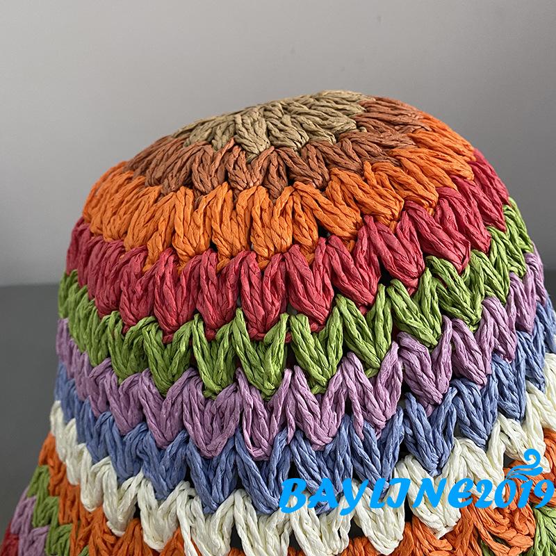 Nón Tai Bèo Họa Tiết Sọc Cầu Vồng Nhiều Màu Sắc Dành Cho Nữ