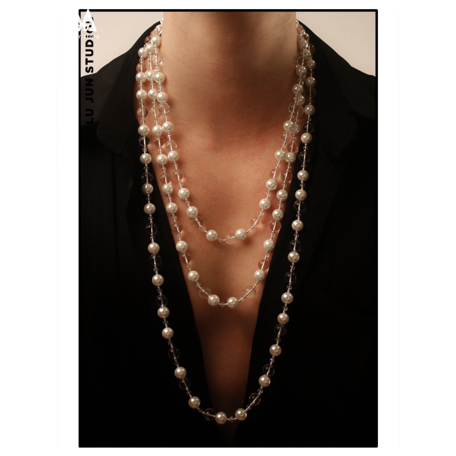 Hàng Chính Hãng Vòng cổ Ngắn Và Dài Hạt Ngọc Trai Pha Lê Bằng Thép Không Gỉ Cho Nam Và Nữ