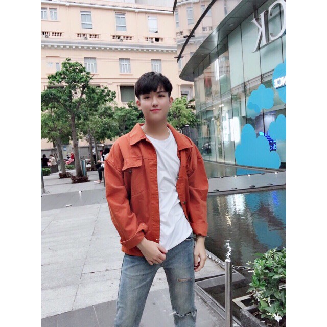 ÁO KHOÁC KAKI MÀU CAM FOME RỘNG NAM VÀ NỮ MẶC  RẤT CHẤT. NF6