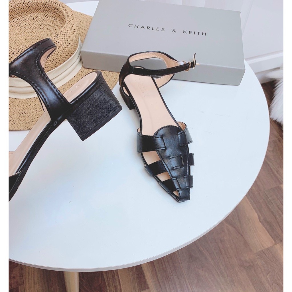 Giày sandal rọ phối quai hậu gót 3cm phong cách Hàn Quốc
