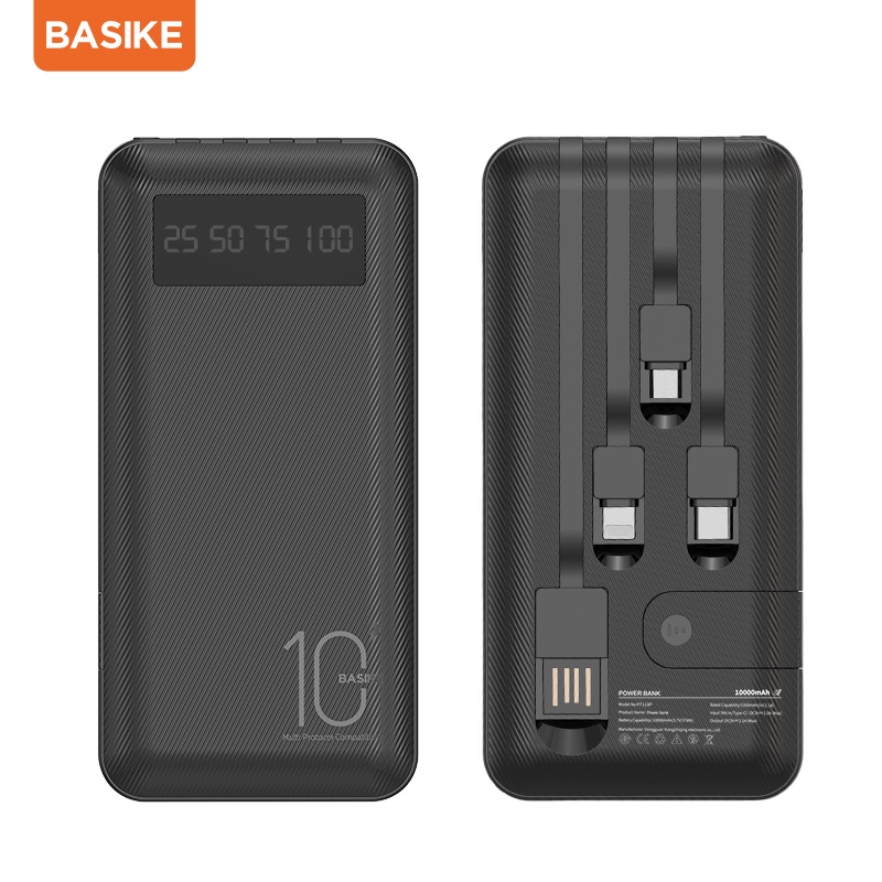 Sạc dự phòng 10000mah BASIKE PT113P tặng kèm cáp sạc, hỗ trợ sạc 4 thiết bị cùng lúc