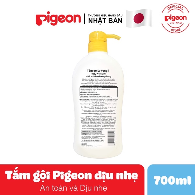 Tắm gội dịu nhẹ pigeon 700ml NEW