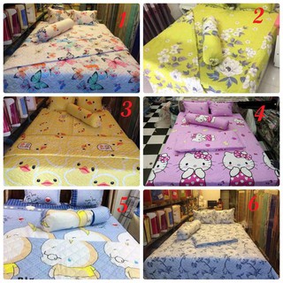 Bộ chăn ga gối trần bông toàn bộ, ga phủ poly cotton