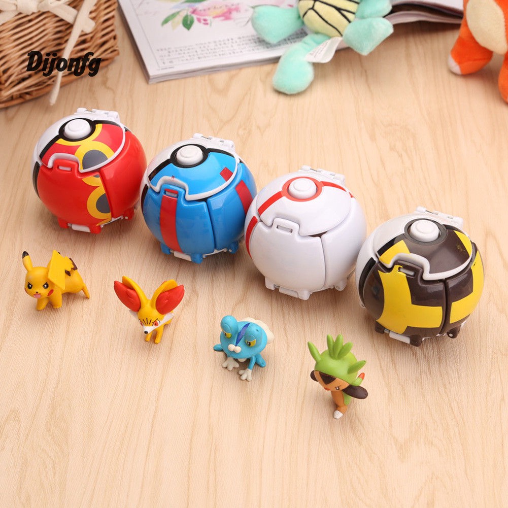 Bộ 4 đồ chơi bóng Pokeball mini dàn trận sáng tạo cho trẻ em