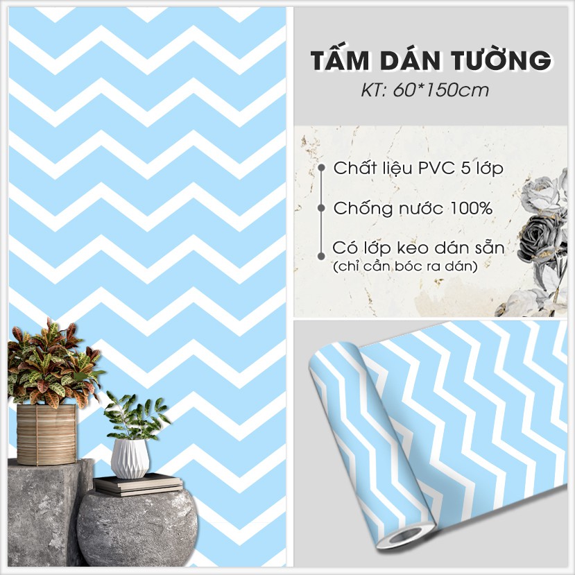 Decal Dán Tường 3D Sóng Xanh (D3) | Giấy Dán Tường Chống Bẩn Trang Trí Phòng Trọ , Phòng Ngủ Theo Phong Cách Riêng