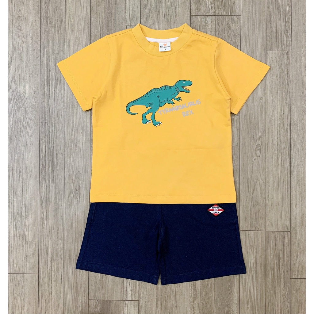 Bộ cotton hè cho bé trai hình khủng long BJJ003