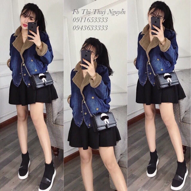 Áo khoác bò lót lông