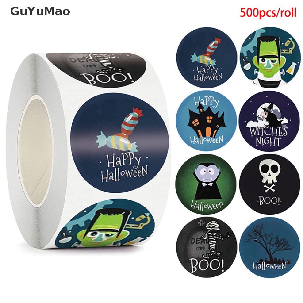 Bộ 500 Miếng Dán Trang Trí Túi Bánh Kẹo Phong Cách Halloween