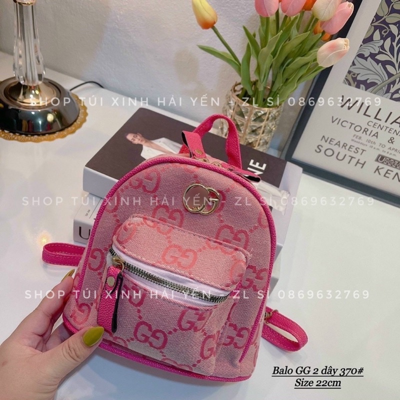 balo mini, balo nữ hoạ tiết chữ  TO 2 màu siêu cho mẹ và bé