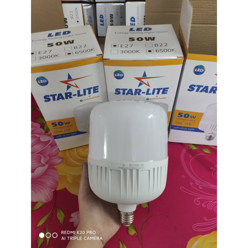 Combo 10 Bóng đèn led trụ nhôm tròn 50W ánh sáng trắng