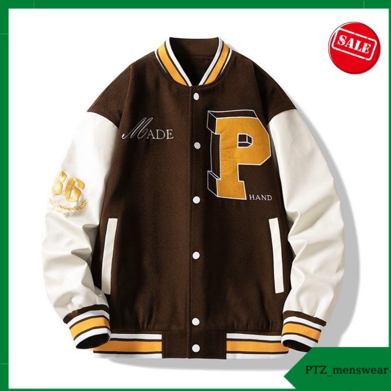 Áo khoác nỉ bomber nam nữ form rộng kiểu dáng bóng chày màu xanh nhiều mẫu mới đẹp PTZ.092
