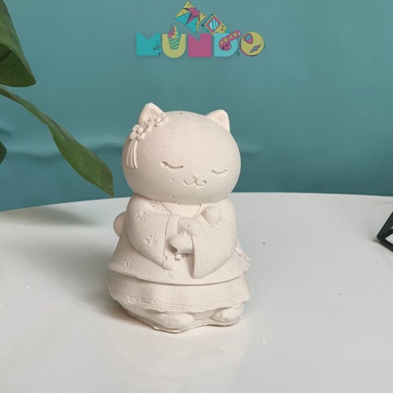 Combo 2 tượng tô màu  cao cấp chọn mẫu SIZE M MÈO TIỂU THƯ, tượng thạch cao MUNDO