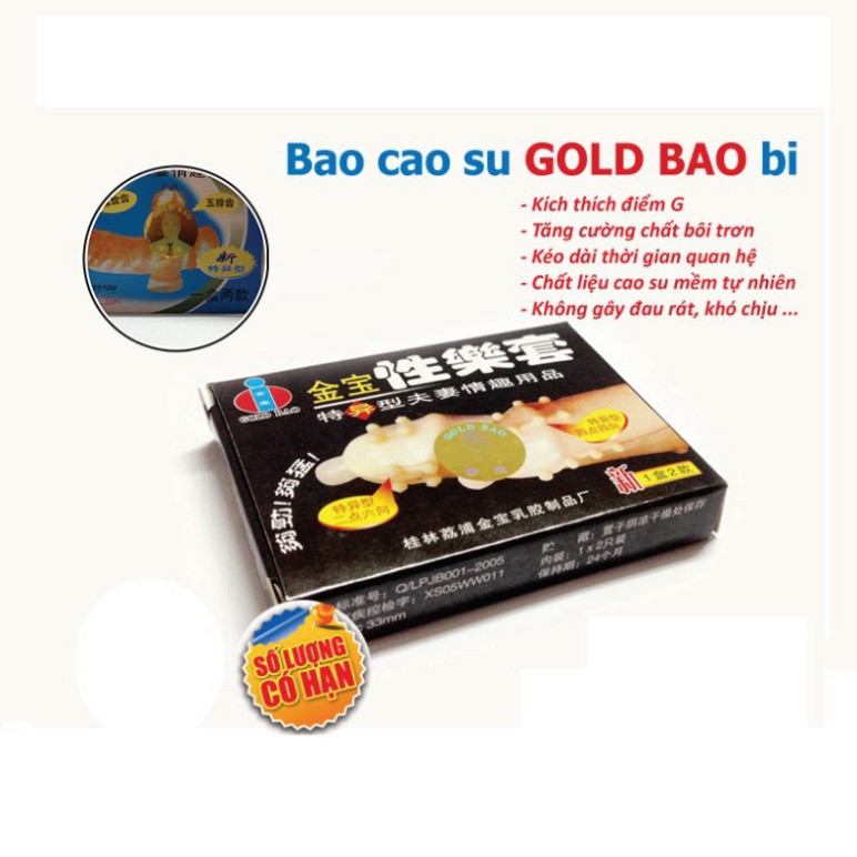 Bao Cao Su Gold Siêu Bi Hộp 2 cái. Bcs Bi Giúp Tăng Khoái Cảm Kéo Dài Thời Gian Quan Hệ Tuyệt Đỉnh. . .