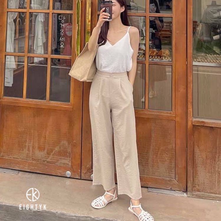 Quần Dài Đũi EIGHTYK Ống Rộng Phối Nút
