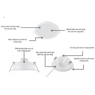 (Combo 6) Đèn Downlight Led Philips  âm trần Meson 59449 9W D105