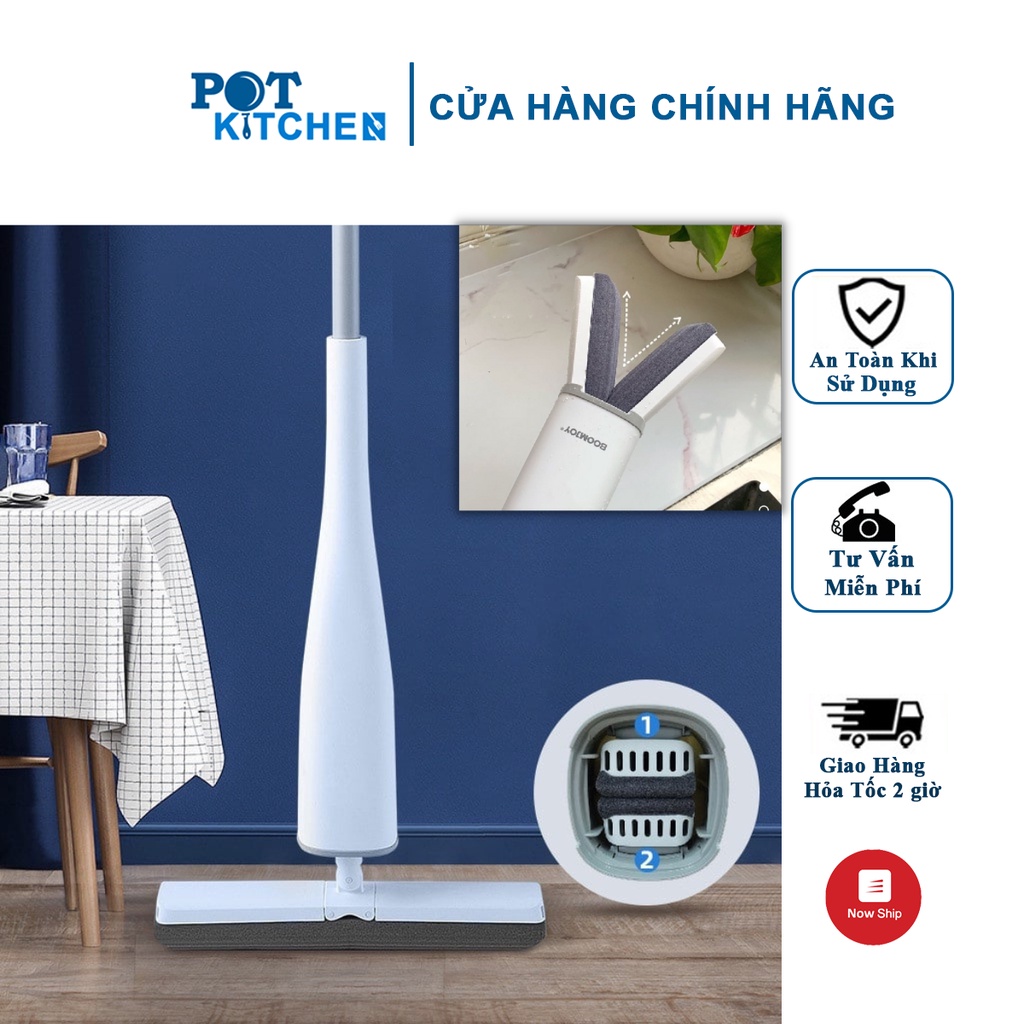 Chổi lau nhà BoomJoy V1 Cây lau sàn tách nước hỗ trợ vắt sạch nước bẩn thông minh gấp gọn cao cấp công nghệ Nhật