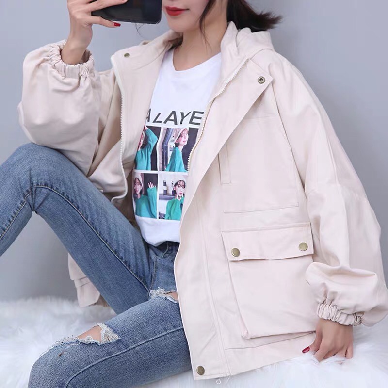 Áo khoác kaki form rộng unisex túi hộp Trơn, nam nữ ulzzang Wind thu đông | BigBuy360 - bigbuy360.vn