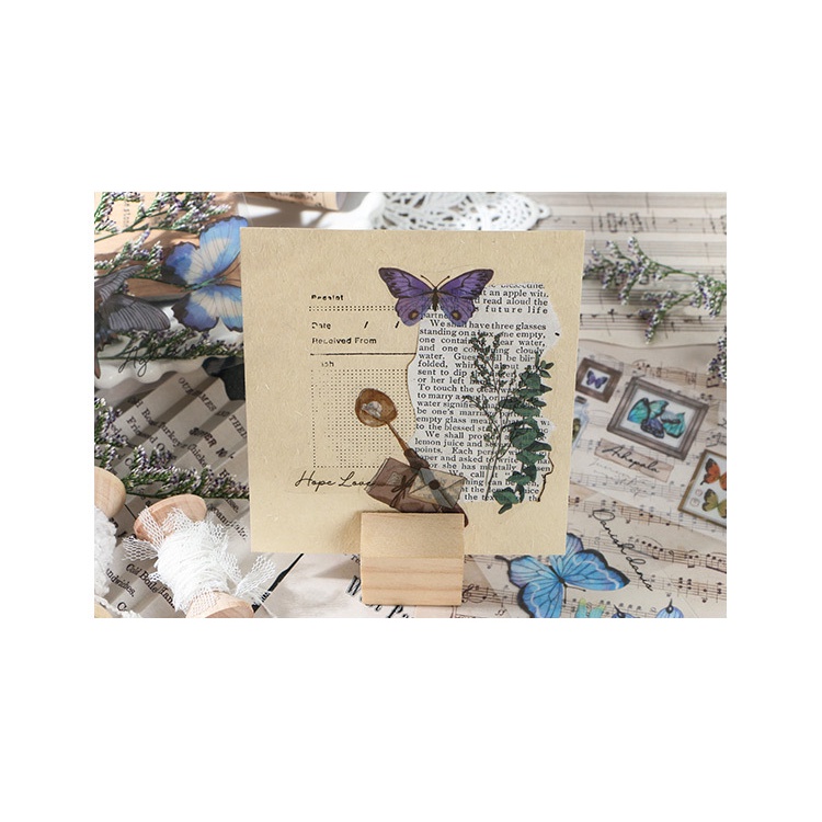 STI48 Miếng dán sticker hoa cỏ vintage trang trí DIY - set 6 miếng