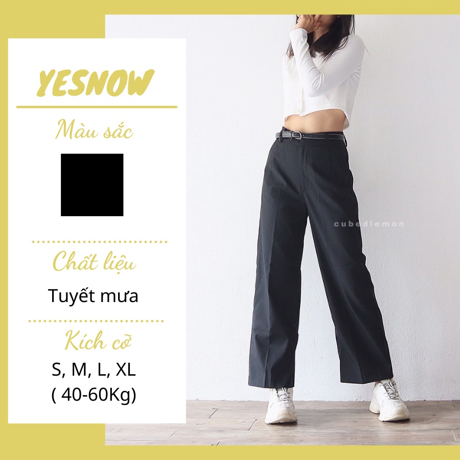 Quần culottes ống rộng suông dài chất dày lưng cao cài nút Sun pant