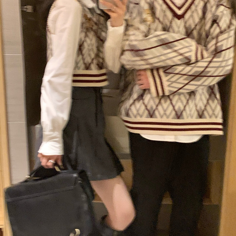 Áo sweater thêu họa tiết hình thoi thanh lịch cho cặp đôi ( tùy chọn ngắn hoặc dài tay)