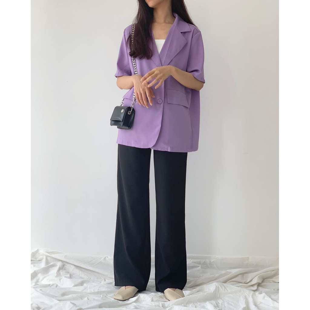 Áo Blazer tay ngắn 1 lớp, vải cotton mịn | BigBuy360 - bigbuy360.vn