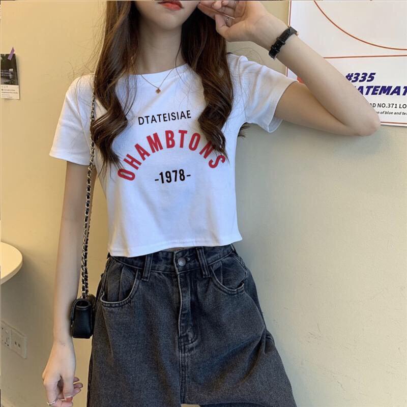 ÁO CROPTOP BODY NỮ CỔ TRÒN IN CHỮ CÁ TÍNH 121