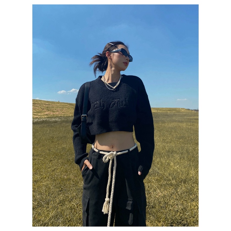 Cocory vn Áo Sweater Tay Dài Cổ Tròn Hoạ Tiết Thêu Thiết Kế Hợp Thời Trang Cho Nữ