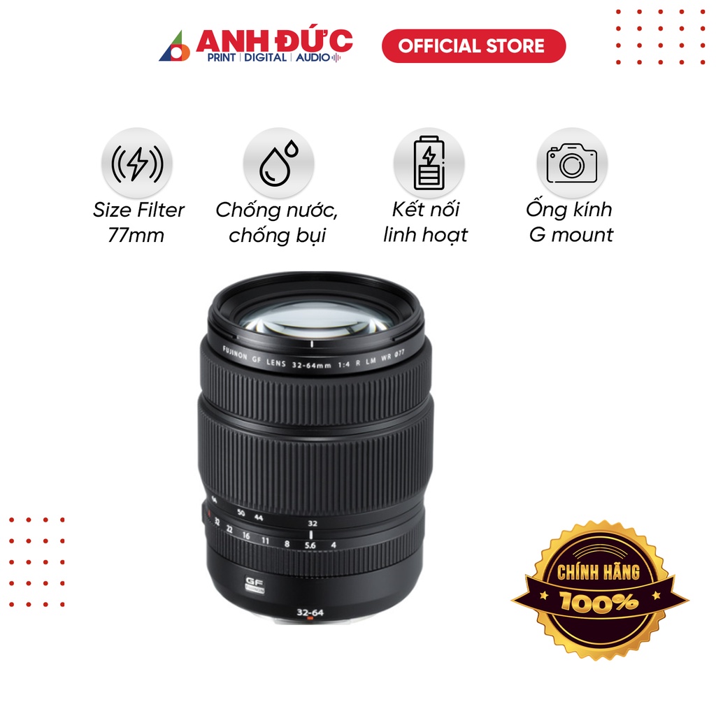 Ống kính Fujinon GF 32-64mm F4 R LM WR, Hàng chính hãng bảo hành 18 tháng toàn quốc