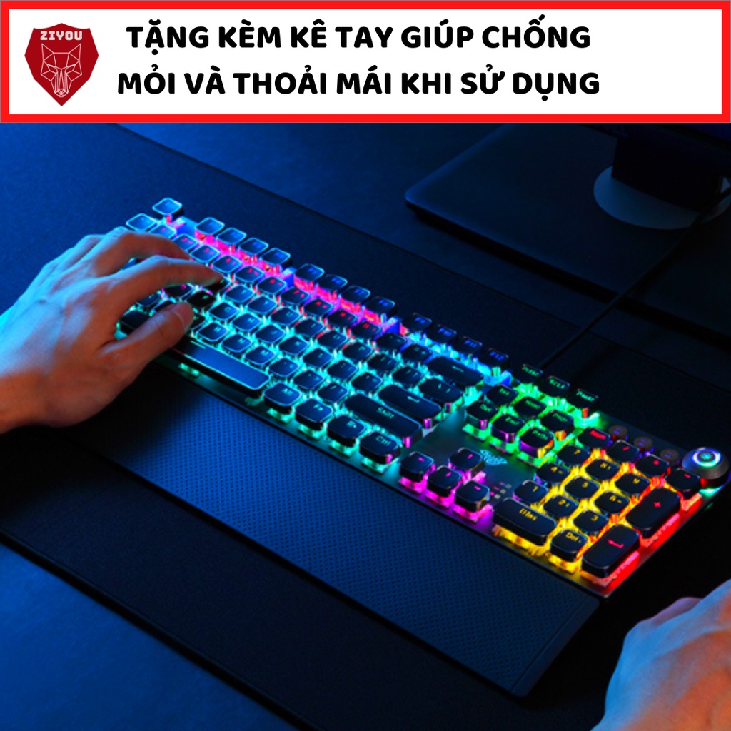 Bộ bàn phím và chuột có dây ZIYOU bàn phím cơ gaming cao cấp, có 20 chế độ led RGB, FZ508+V7