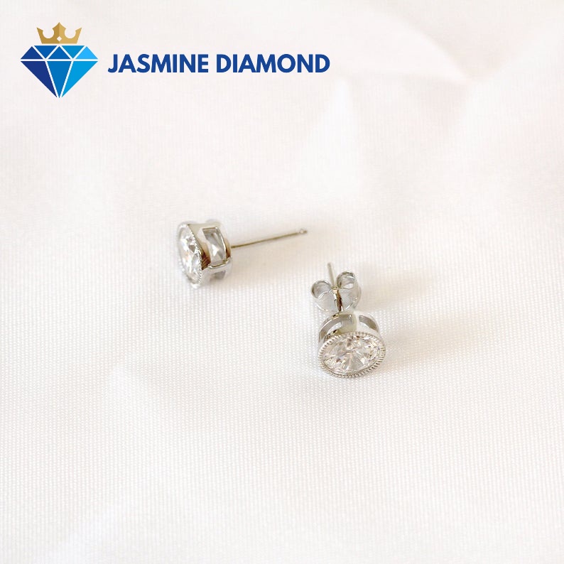 Bông tai Kim cương Moissanite bạc 925 xi bạch kim sang trọng - Mẫu số 8