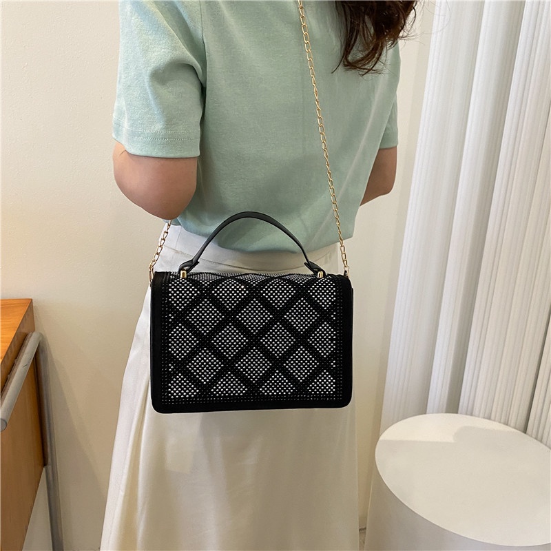 Túi Đeo JASMIN NOIR Chéo Vai Đính Kim Cương Giả Họa Tiết Kẻ Ô Cho Nữ