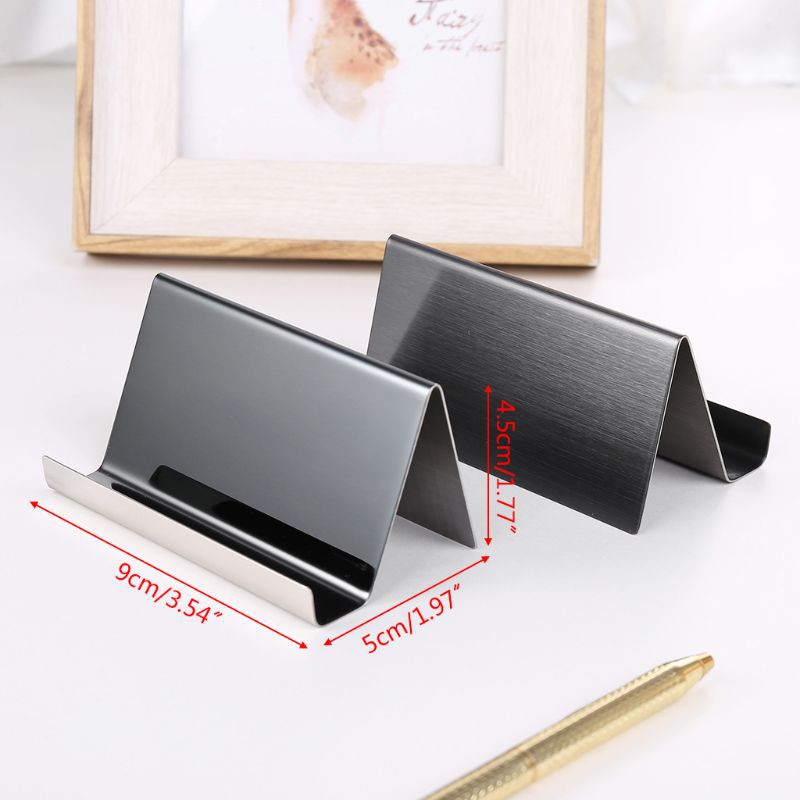 Stainless Steel Business Card Holder Desktop Card Display Rack Organizer for Office