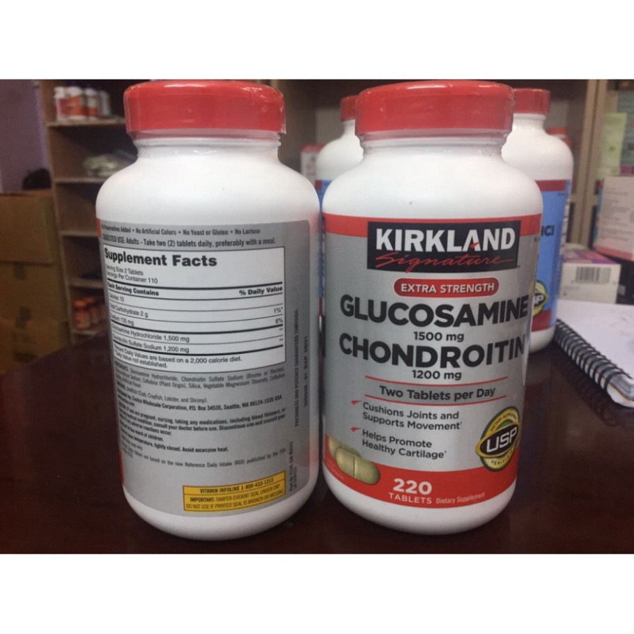 SIÊU TIẾT KIỆM Viên uống bổ khớp Glucosamine 1500mg & chondroitin 1200mg 220 viên - Glucosamin Kirkland SIÊU TIẾT KIỆM