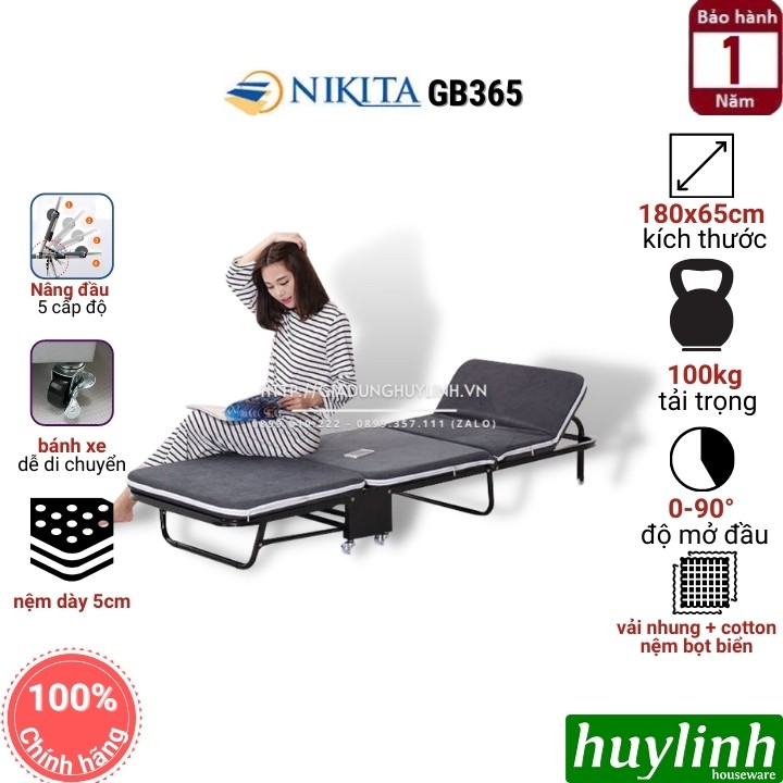 Giường xếp gấp 3 đoạn Nikita GB365 - 180x65cm