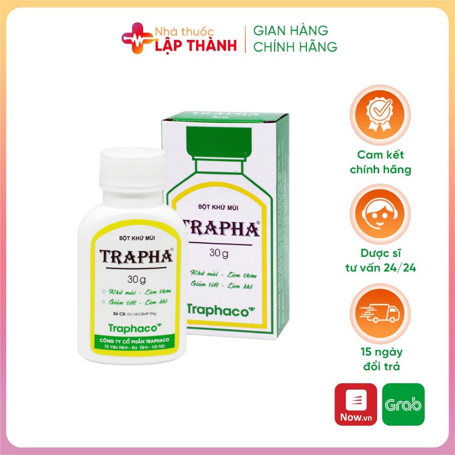 Khử mùi trapha , khử mùi hôi giày, hôi chân, giảm tiết mồ  hôi, dạng bột hộp 30g
