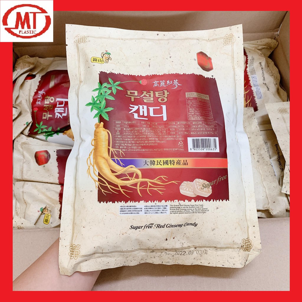 Kẹo hồng sâm không đường  Hàn Quốc bịch lớn 500g date mới