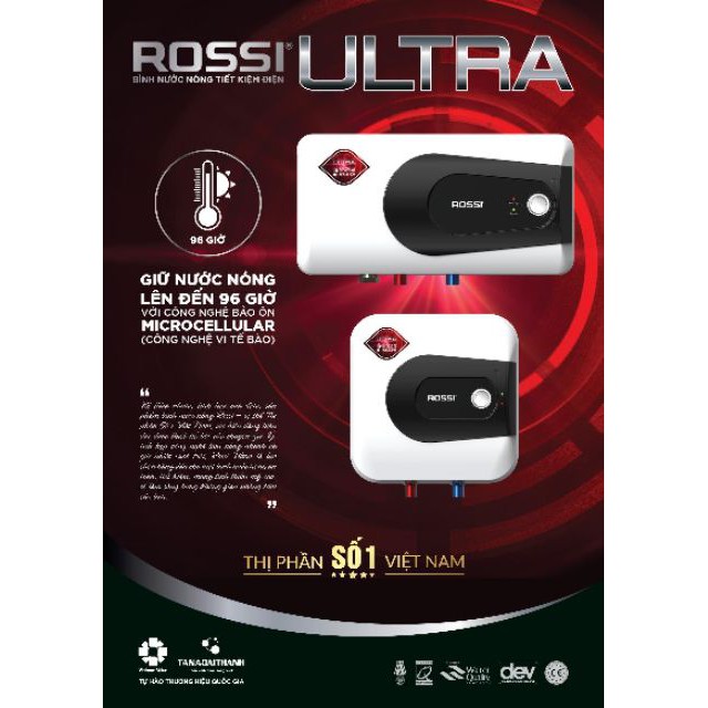 BÌNH NÓNG ROSSI ULTRA - chính hãng - bảo hành và giao hàng toàn quốc