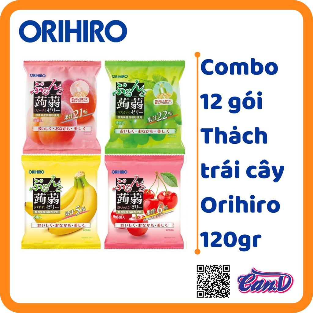 ( Bán sỉ ) Combo 12 gói Thạch trái cây Orihiro 120gr