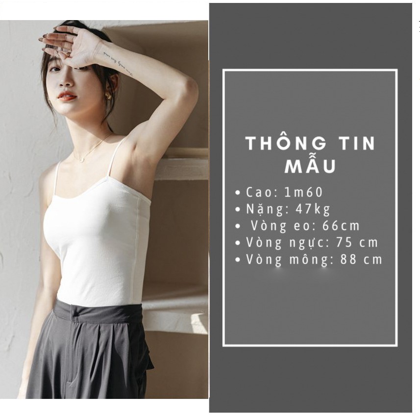 Áo hai dây Meemdy dáng ôm không đệm vải cotton mịn cao cấp 2 dây nữ co giãn tốt