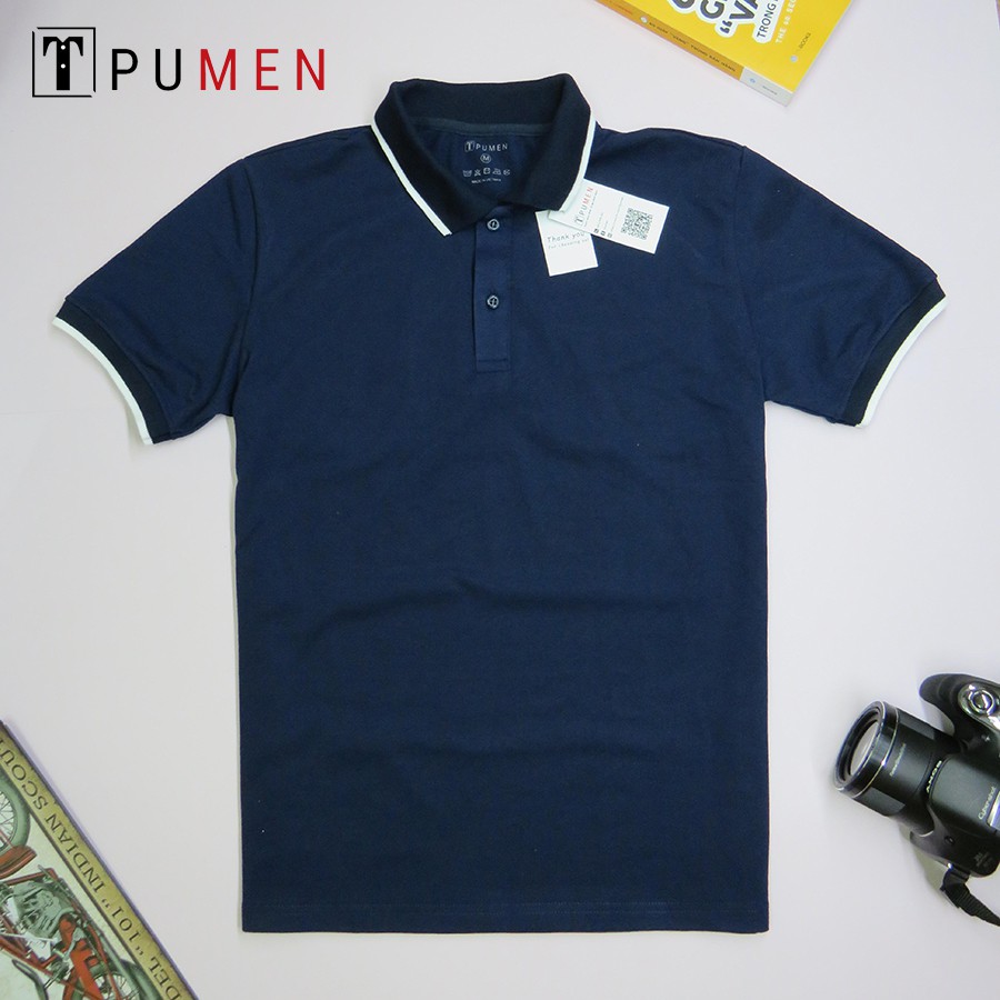 Áo Polo Xanh Navy line trắng | BigBuy360 - bigbuy360.vn