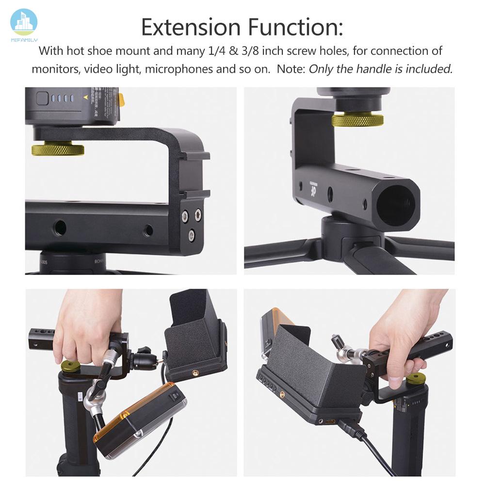 MI   DF DIGITALFOTO VISIONBH Universal Reversed Bottom Handle Gimbal Extended Bracket with Hot Shoe Mount 1/4 & 3/8 Inch Screw Mount for Single Hand Gimbal   Mounting Monitor Microphone LED for DJI Ronin S Zhiyun Crane 2 Moza Air 2 FeiyuTech Gimbal Access