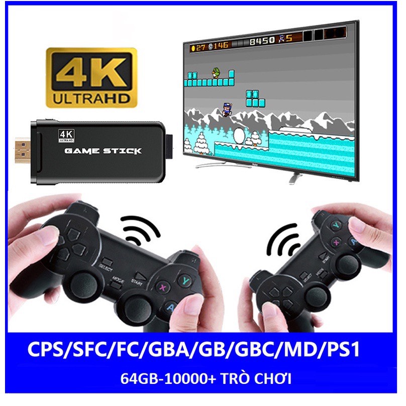 Game stick 4K HDMI Máy Chơi Game Cầm Tay 64GB 10000+ Trò Chơi