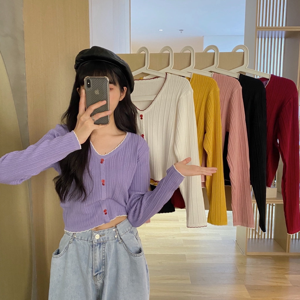 SUXI Áo Sơ Mi Nữ Tay Dài Kẻ Sọc Nhiều Màu