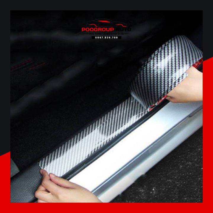 Miếng dán carbon dán cốp, dán bước chân xe ô tô, chống trầy xước, làm đẹp xe rộng 7 cm phụ kiện nội thất ô tô Poogroup | BigBuy360 - bigbuy360.vn