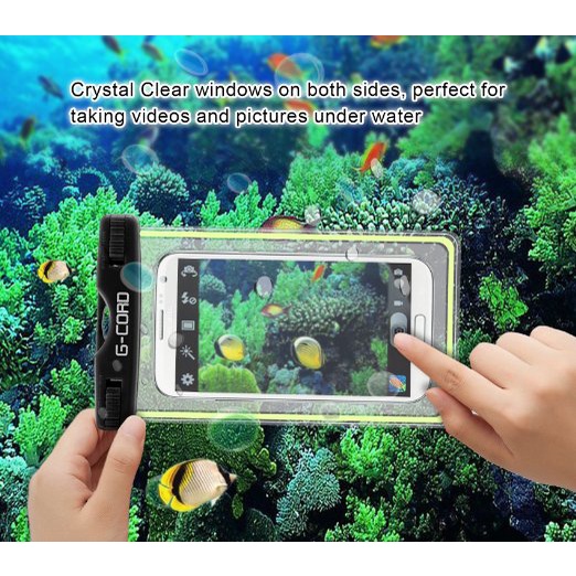 Túi Chống Nước Trong Suốt viền Dạ quang phát sáng cho Điện thoại 6.5" cao 162mm